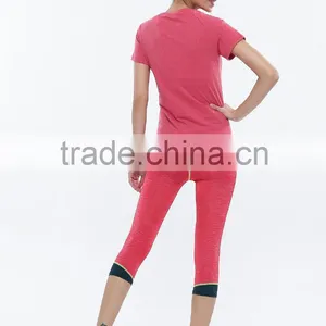 Soft Jersey Short Sleeve and Capris Yoga Wear Women Wholesale Yoga Wear thumbnail-6