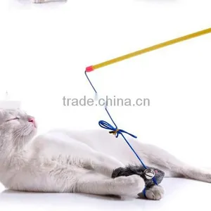 Funny Pet Cat Kitten Play Feather Teaser Rod Wand Playing Toy With Bell thumbnail-2