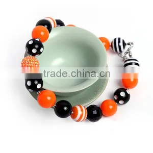 Lovely Baby Girls Fashion Chunky Jewelry Orange and Black Mix Color Bubblegum Bead Necklace for Sale thumbnail-1
