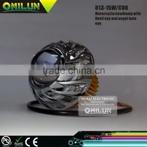 U13 Motorcycle Headlight With Devil Eye and Ange Halo Eye thumbnail-1