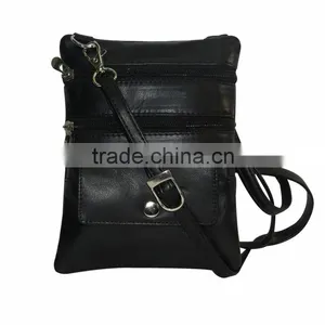 Black Leather Sling Bags for Men and Women Both Genuine Leather thumbnail-2