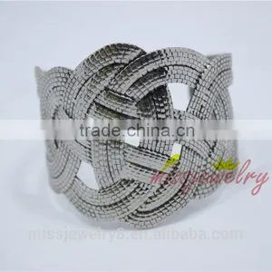 Fashion Silver Knitted Twisted Metal Women Wide Bracelet Fake Woven Cuff Bracelets Bangles for 2016 New Accessory thumbnail-1