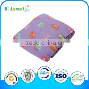 Girl Purple Female Owl Print Muslin Baby Blanket thumbnail-1