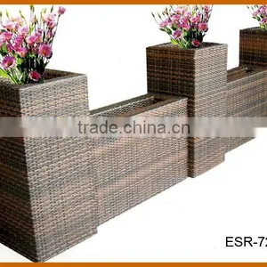 Chic Large Flower Pot Set Rattan Square Flower Vase For Sale thumbnail-1