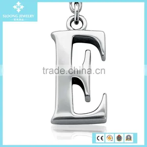 Charm Jewelry Alphabet Letter E Charm Pendant in Sterling Silver thumbnail-2