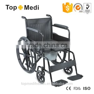 Adjustable u Shape Folding Commode Wheelchair With Bedpan thumbnail-1