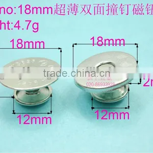 Leather Fashion QF Low Price 18-2mm Silver Magnetic Button With Double Rivet thumbnail-1