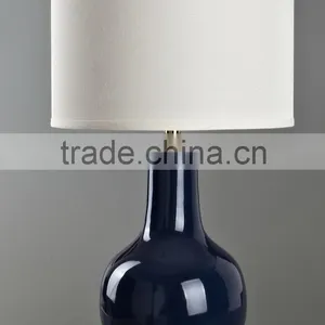 Four Colors Available Metal Base Ceramic Body With Fabric Lampshade Modern Desk Lamp Bedroom Living Room Dining Room Table Lamp thumbnail-4