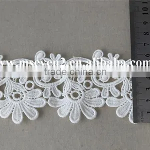 Good Price Water Solouble Lace Flower Trim With 6cm in White Polyester Embroidery Lace for Dress thumbnail-5