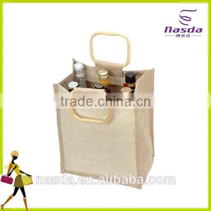 High Quality Felt Wine Bag,ice Bag Wine Cooler Wholesale,6 Pack Wine Bag With Wooden Handle thumbnail-1