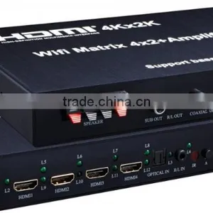 WIFI HDMI Matrix 4x2 + Amplifier (Support IOS/Android WIFI Display, 4Kx2K,Bass/speaker Output) thumbnail-4