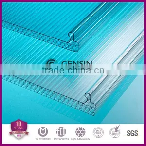 Width 600mm Roofing U-lock Four Wall Honeycomb Polycarbonate Sheet, Multiwall Polycarbonate Sheet/cellular pc Panel thumbnail-3