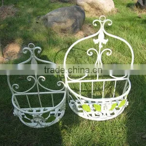 Nicely 2pcs/set Vintage Classical Antique White Wrought Irons Antirust Metal Fruit Basket thumbnail-1