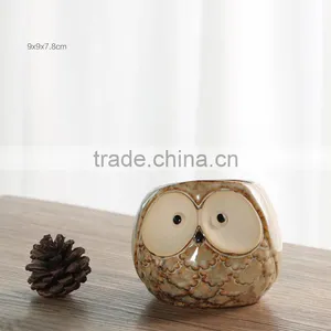 New Design Indoor Decorative Owl Ceramic Animal Shape Flower Pot thumbnail-1