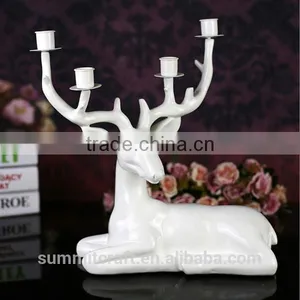 Resin White Deer Candle Holder Centerpieces for Wedding Table thumbnail-1