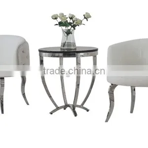 White PU Mirror Silver Legs Leisure Chair thumbnail-1
