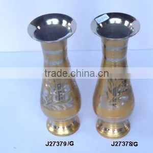 Golden Paint Traditional Indian Vases Made in Cast Brass Can be Ordered in Other Finishes thumbnail-1