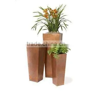 Copper Plated Tall Metal Planters thumbnail-1