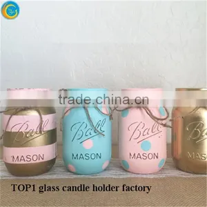 Examples of Handicrafts Glass Candle Jars With Gold Rhinestones thumbnail-3