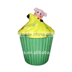 Ceramic Cupcake Cookie Jar With Pig thumbnail-1