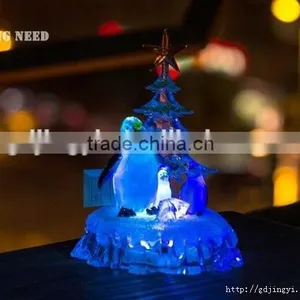 Clear Acrylic Crystal LED RBG Color Changing Penguin Table Home Ornaments thumbnail-4