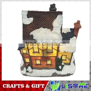 Resin Lighted Christmas Decoration House With Music thumbnail-1