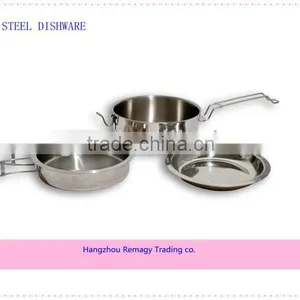 3pcs Stainless Steel Outdoor Camping Cookware Set thumbnail-1