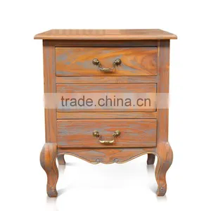 Bedside 3 Drawers Antique Teak Wood Furniture thumbnail-2