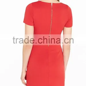 Red Short Sleeve Slitted Waist Mini Dress HSD3004 thumbnail-2