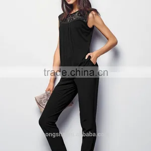 2016 Fashion Jersey Sleeveless Top With Beautiful Lace Yoke HST8033 thumbnail-6