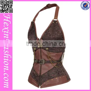 Brown Halter Neck 14 Steel Boned Sexy Steampunk Corset Gothic Corset thumbnail-2