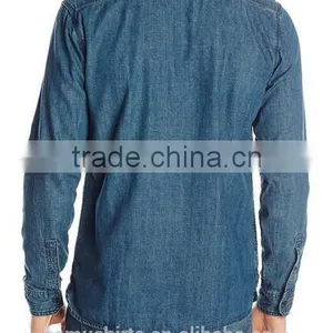 New Men 100% Cotton Long Sleeve Denim Jeans Work Shirt thumbnail-2