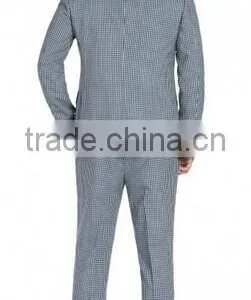Blue And Grey Check Wool Two Button Suit(SHT1146) thumbnail-2