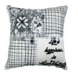 Black Embroidered Cushion Cover thumbnail-1