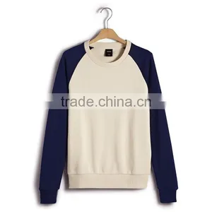 Black and White Raglan Blank Pullover Sweatshirt Top Stitch Sweatshirts thumbnail-2
