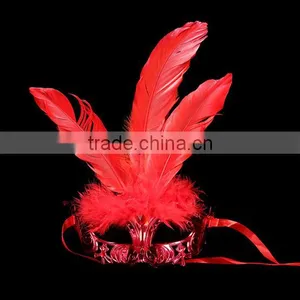 Hot Yellow Feather Pearl Beads Plastic Ball Mask Indian Indian Sacred Mask for 2016 Party Favor Products thumbnail-3