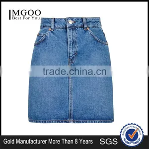 2016 Brand Design Women Denim Mini Skirts A Line Above Knee Blue Cheerleader Skirts thumbnail-1