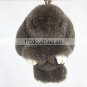 Myfur Brown Customized Big Rabbit Fur Key Pendant for Bag Charm Wholesale thumbnail-2