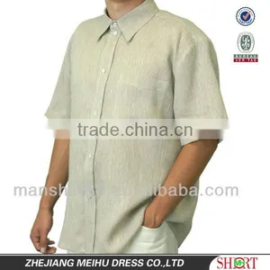 100% Linen Light Green Tex Men's Linen Hemp Dress Shirt thumbnail-1