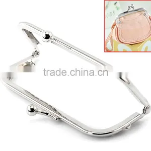 2PCs Silver Tone Bead Purse Bag Metal Frame Kiss Clasp Lock Handle 10.5x6cm(4 1/8"x2 3/8"),8seasons thumbnail-1
