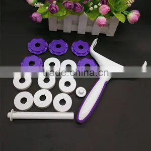 2017 New Fondant Strip Ribbon Cutter Sugarcraft Cake Decorating Tools Plastic Cake Rolling Pin Embosser Roller Set Baking Tools thumbnail-3