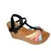 9.5cm Heels PU Upper / Lining Material Black Color Ladies Wedge Sandals thumbnail-1