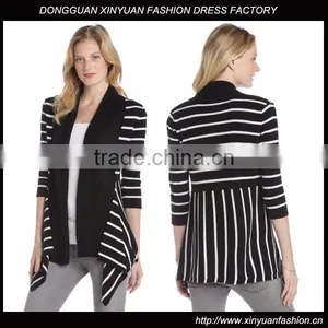 Cashmere Open Front Striped Cardigan Sweater thumbnail-1