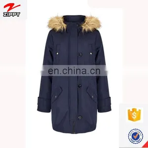 Dongguan Manufacturer Professional Customization Freestyle Women's Navy Parka With Fur Hood Ladies Warm Long Jacket thumbnail-2