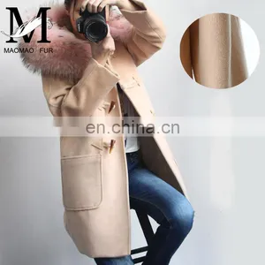 Fashion Hot Women Winter Raccoon Fur Short Hooded Korean Cashmere Wool Coat thumbnail-5