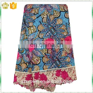 Hot Selling Wholesale French Lace Border Lace African Veritable Real Wax Print Ankara Fabric for Make ClothesH170111011 thumbnail-4