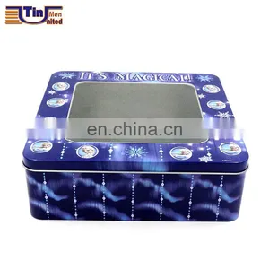 Large Square Food Storage Tin Box With A PET Window thumbnail-1