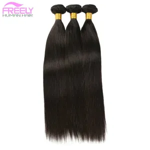 Brazilian Human Hair Bundles Straight Human Hair Weaving 16 18 20 Inch Remy Unprocessed Virgin Human Hair Natural Black thumbnail-2