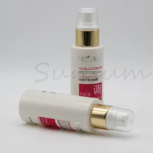 Screen Printing Handling 100ml Plastic Cosmetic Lotion Bottle With Golden Pump thumbnail-4
