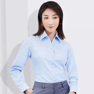 Women's Shirt Spring and Summer 100S Double-stranded Cotton Liquid Ammonia Non-iron Professional Wear Tooling Long-sleeved Shirt Customization thumbnail-4